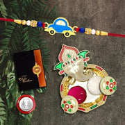 Rakhi For Brother Set Of 1 With Dish Silver Coin  Greeting Card Rakhi For Brother And Bhabhi Rakhi With Gift For Brother Rakhi For Kids Rakhi Set Rakhi Combo (K1_310_aa3) thumbnail 1