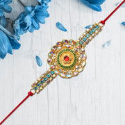 Grand Kundan Rakhi With Multicolor Stones thumbnail 1