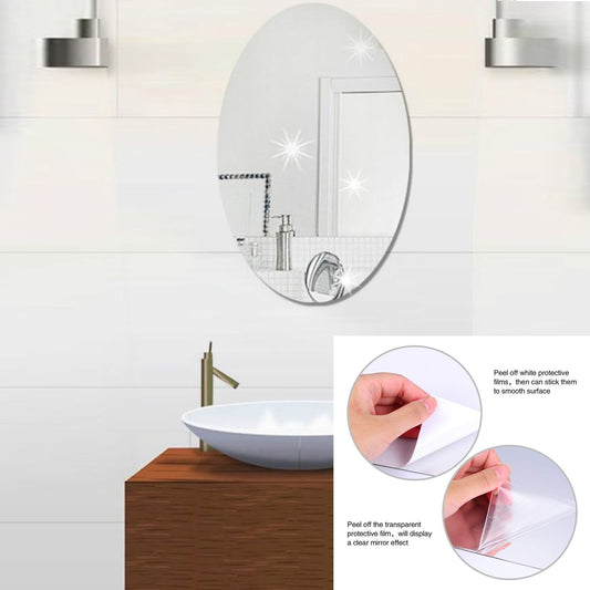 1795 Oval Shape 3d Mirror Sticker Used In All Kinds Of Household And Official Purposes As A Sticker Etc (2 Pc Set)
