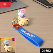 Cute Cartoon Cat Riding Toy Car Silicone Keychain (1 Pc) thumbnail 7