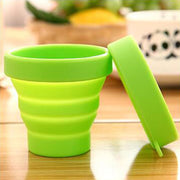 Round Silicone Foldable Glass  Cup Foldable Travel Mug With Lid (1 Pc) thumbnail 1