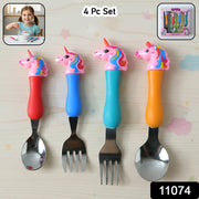 Unicorn Theme Kids Spoon And Fork With Plastic Handle Set (4 Pc Set) thumbnail 7