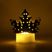 Decorative Led Gold Metal Leaf Diya Lamp (1 Pc) thumbnail 3