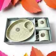 8227 Alpino Ceramic Tea  Cups Set With Plastic Serving 2 Compartment Platter Milk Cup  Mug Coffee Cup Tea Cup Bpa Free Food Grade Or Outdoor For Household Gift For Birthday (3 Pcs Set) thumbnail 2