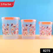 Square 3 Pcs Floral Printed Airtight Storage Container Set  Approx 2.8 Ltr 4.5 Ltr 6.9 Ltr (3 Pcs Set) thumbnail 6