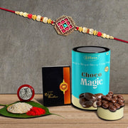 Red Design Rakhi  Rakshabandhanrakhi Combo With Chocolate Magic (K1_420_cm)  Fancy Rakhis For Men Stylish thumbnail 1