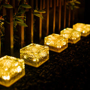 8557solar Ice Cube Shaped Garden Light Ice Cube Shaped Garden Warm Light Outdoor Solar Garden Decorative Lights For Walkway Pathway Backyard Christmas Decoration Parties thumbnail 1