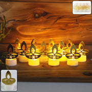 Golden Diya Shaped Led Tealight Candles (12 Pc) thumbnail 1