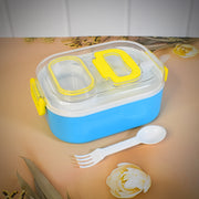 Durable Plastic Lunch Box For Kids With 2 In 1 Spoon Fork (1 Pc) thumbnail 1
