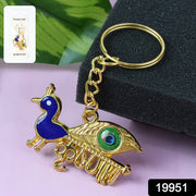 Krishna Peacock Design Golden Keychain (1 Pc) thumbnail 5