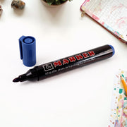 Premium Permanent Blue Marker Pen Set (12 Pc) thumbnail 2