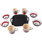 Healthy Choice Set Of 4pc Ceramic Cup And 4pc Glass Bowl With Plastic Plate (9 Pcs Set) thumbnail 3