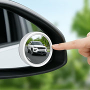White Round Car Blind Spot Rear View Mirror Set (2 Pc) thumbnail 1