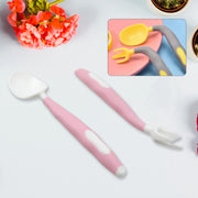 Silicone Bendable Kids Feeding Spoons And Forks Toddler Utensils With Travel Case Baby Spoon And Fork Set For Self-feeding Learning Bendable Handle For Kid Children Toddlers (2 Pc Set) thumbnail 1