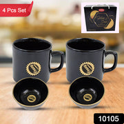 Hide  Seek Ceramic Tea  Cups With Round Serving Bowl (4 Pcs Set) thumbnail 7
