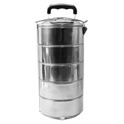 5799 Big Size 5 Compartment Lunch Box Stainless Steel Round Tiffin Traditional Tiffin Box For Kids College Office Men And Women Meal Holder With Locking Clip 5 Containers (16x5 Inch) thumbnail 1