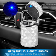 7932 Car Cupholder Travel Ashtray With Lid And Led Light Portable With Blue Led Light Ideal Decorative Cigar Ash Bucket Cigarette Ashtray Car Waste Bin thumbnail 4