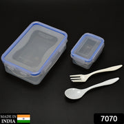 7070 Multipurpose Air Tight 4 Side Lock Food Grade Lunch Box With Small Square Container thumbnail 7