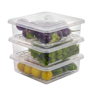 Plastic Food Storage Containers With Removable Drain Tray And Lid (3 Pcs Set) thumbnail 4