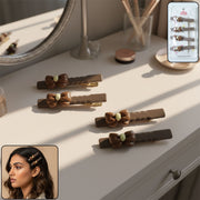 Elegant Bow Design Decorative Hair Clips Set (4 Pc) thumbnail 1