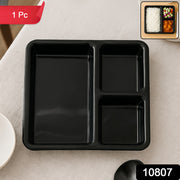 Plastic Multi-compartment Meal Serving Tray  3-section Rectangular Dining Plate (1 Pc  Black) thumbnail 7