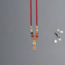 Bhabhi Lumba Rakhi With Multicolor Beads And Hanging Chain Charm On Red Thread