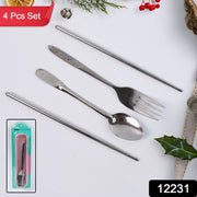 Portable Utensils Travel Camping Cutlery Set 4 Pc With Case thumbnail 6