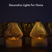 Set Of 12 Decorative Led Flameless Candle Lights With Golden Net Cover thumbnail 3