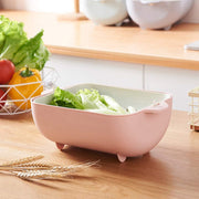 2717 Multifunctional Bpa Free Double Layered Plastic Rotatable Strainer Bowl With Handles For Washing Rinsing Serving Vegetables  Fruits (Multicolor) thumbnail 4