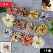 Premium Satin Hair Scrunchies  Elastic Hair Ties For Women  Girls (12 Pc) thumbnail 7
