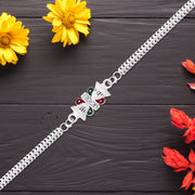 Twin Kalash Design Silver-toned Rakhi thumbnail 1