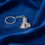 Premium Silver-finish Metal Bal Krishna Eating Makhan Keychain (1 Pc) thumbnail 3