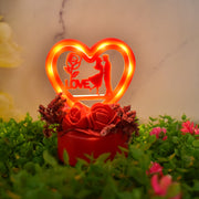 Romantic Heart-shaped Love Couple Decorative Showpiece With Rose Base (1 Pc) thumbnail 4