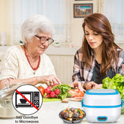 Electric Lunch Box 3 In 1 Food Heater  Cooker  Steamer With Stainless Steel Bowls (1 Set) thumbnail 4