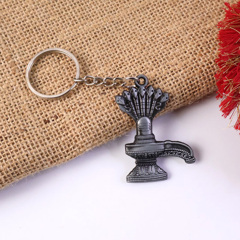 Premium Metal Shiva Lingam With Naag Religious Keychain (1 Pc)