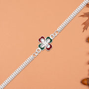 Designer Flower Rakhi With Mirror Stone Center And Dual-link Metal Chain thumbnail 1