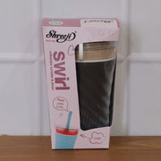 Swirl Design Drinking Tumbler Cup With Lid And Straw (1 Pc) thumbnail 6