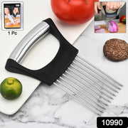 Stainless Steel Onion Cutter  Vegetable Slicer Holder Tool (1 Pc) thumbnail 7