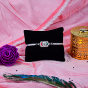 Trendy Geometric Rakhi With Linked Ring Design And Polished Chain thumbnail 3