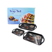 5211a Serving Tray Set Of 3 Melamine Trays For Kitchen Snacks Serving Tray Tray Set For Serving Tea Tray For Serving Fancy Trays For Serving Gift Item Different Size For Kitchen  Office Use thumbnail 3