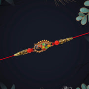 Stylish Rakhi With Gold-toned Leaf Dial thumbnail 3