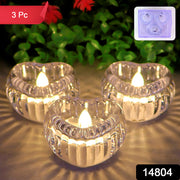 Set Of 3 Heart-shaped Led Flameless Decorative Candles thumbnail 6
