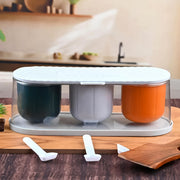 Home Kitchen 3 Grid Seasoning Spice  Masala Box Kit With Spoon (Multicolor  1 Set) thumbnail 2