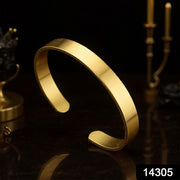 Elegant Gold Finish Open Cuff Bracelet Kada (1 Pc) thumbnail 6