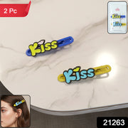 Cute Kiss Text Hair Clip Set (2 Pc) thumbnail 7