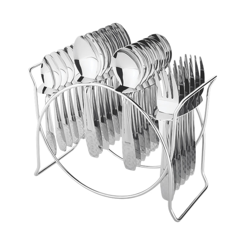 Stainless Steel Cutlery Set With Elegant Storage Stand (24 Pc)