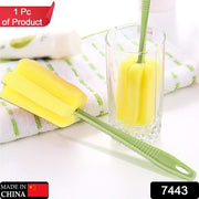 7443 Sponge Cup Washing Brush Washing Cup Milk Bottle Cleaning Brush Kitchen Brush Water Cup Tea Cup Brush Sponge Head Household Kitchen Cleaning Tool (20cm) thumbnail 6