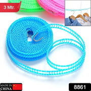 8861 3 Meters Windprood Anti-slip Clothes Washing Line Drying Nylon Rope With Hooks Durable Camping Clothesline Portable Clothes Drying Line Indoor Outdoor Laundry Storage For Travel Home Use (3 Mtr.) thumbnail 7