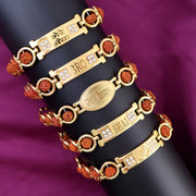 Gold Plated Designer Circular Bead Bracelet Rakhi For Brother (Mix Design  1 Pc) thumbnail 3