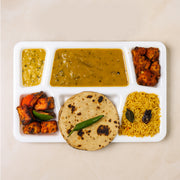 Plastic Multi-compartment Meal Serving Tray  3-section Rectangular Dining Plate (1 Pc  Black) thumbnail 3